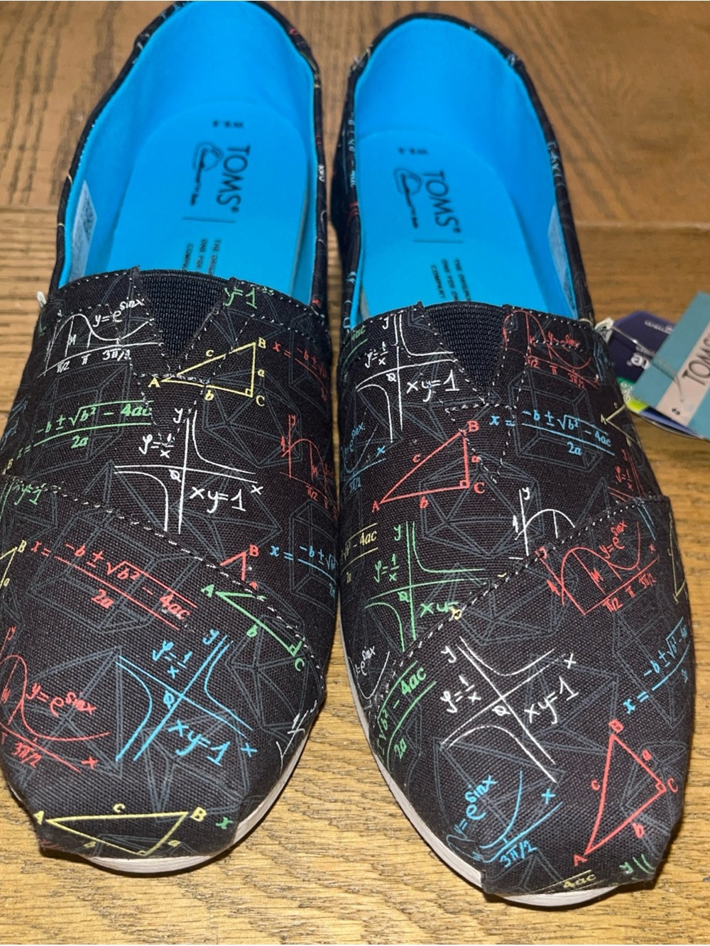 TOMS Alpargata Slip-On Flat Womens 9.5 Black Canvas Glow In the Dark Math - Picture 3 of 11